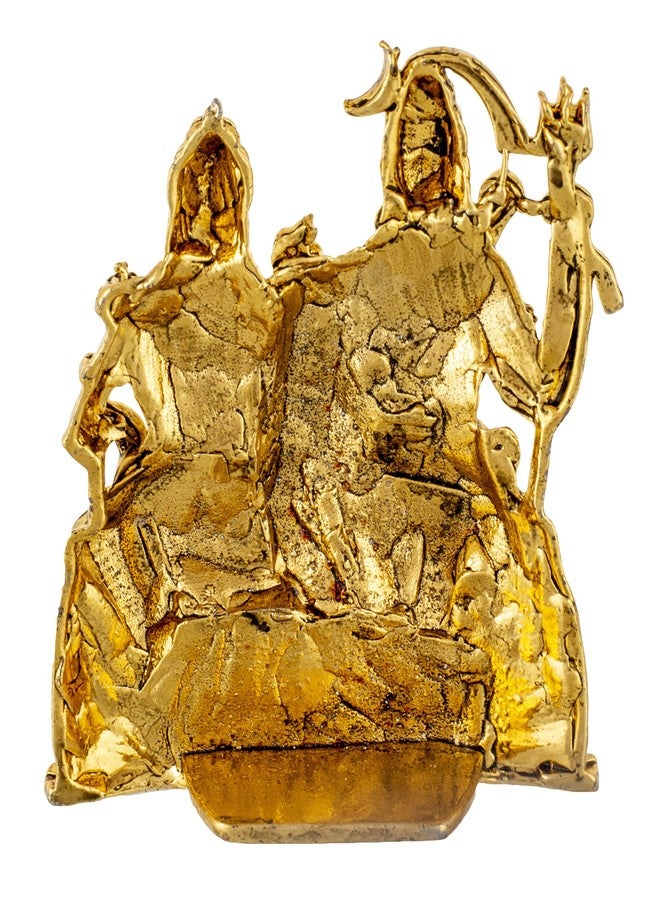 GCT Lord Shiv Parivar Idol Shiva Parvati Ganesha Family Statue Shankar Murti (B-108) Gold Metal Statue for Home Décor Car Dashboard Mandir Pooja Murti Temple Puja Office Table Showpiece - Image 3